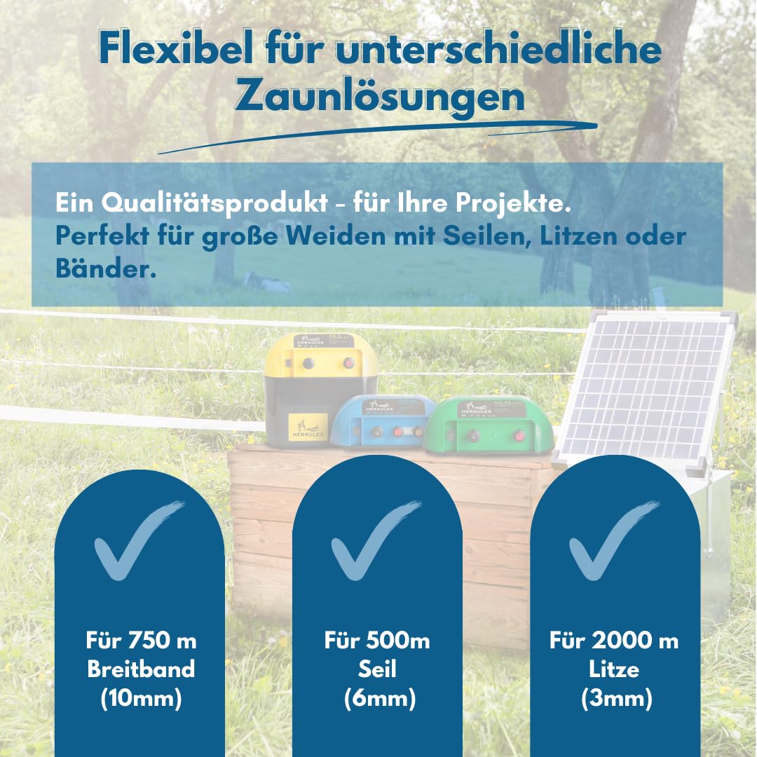 Herkules Power Haspel aus Kunststoff – Weidezaun Haspel für 2000m Litze oder 750m Band - Ergonomischer Weidezaun Aufroller - Premium Drahthaspel für Litzen, Zaunbänder und Seile