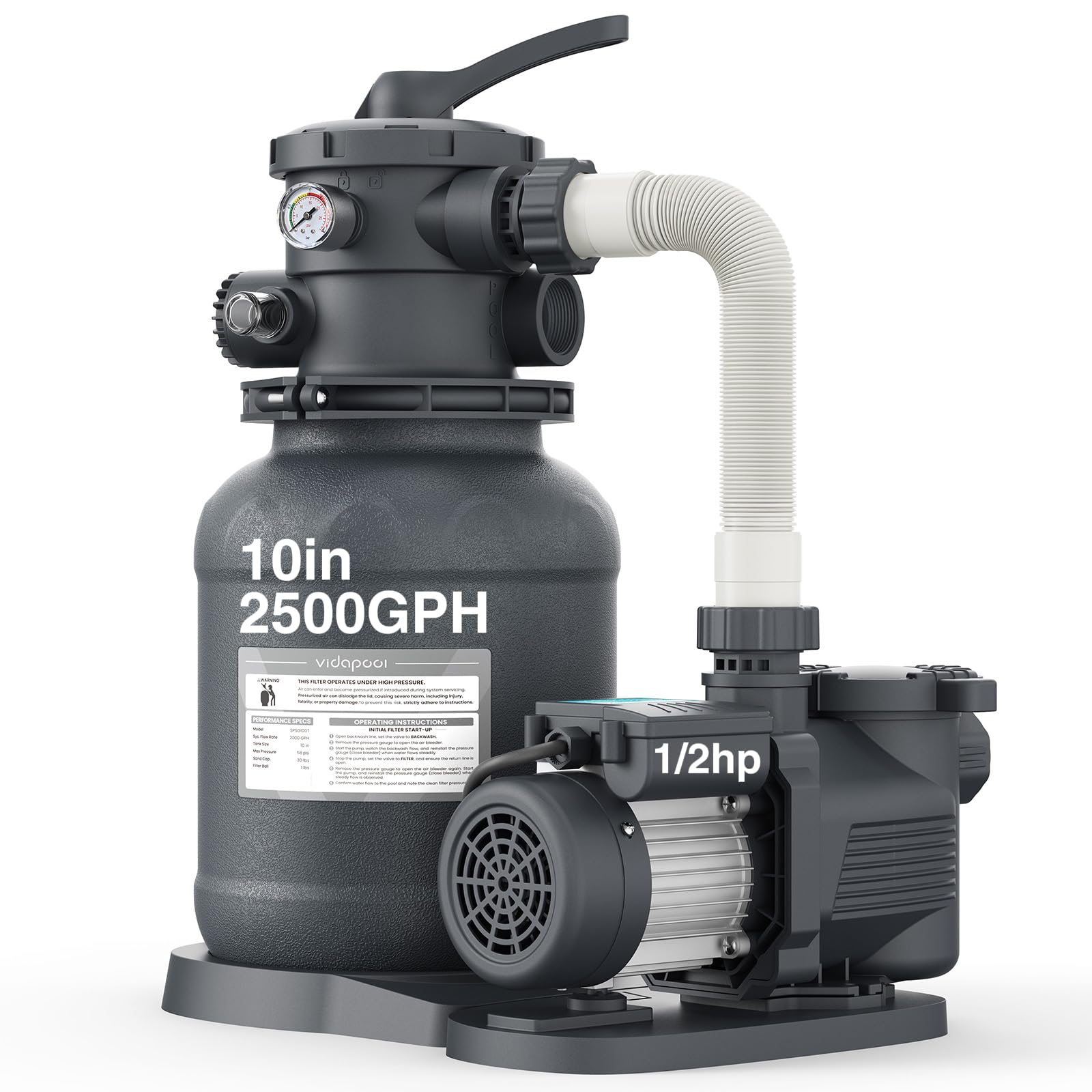 10" Sand Filter Pump for Above Ground Pool