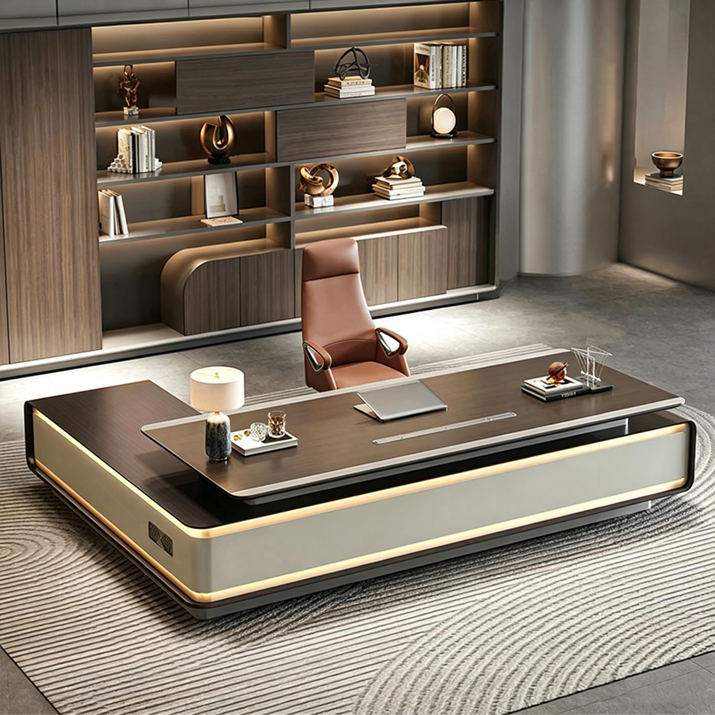 DUWEIKE Modern L-Shaped Executive Desk, 94" Luxury Professional Office Desk
