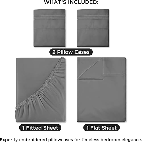 Miniatura 7 de ROYALE LINENS - Sábanas King de 4 piezas - Juego de sábanas de microfibra cepillada suave 1800 - 1 sábana bajera, 1 sábana encimera, 2 fundas de