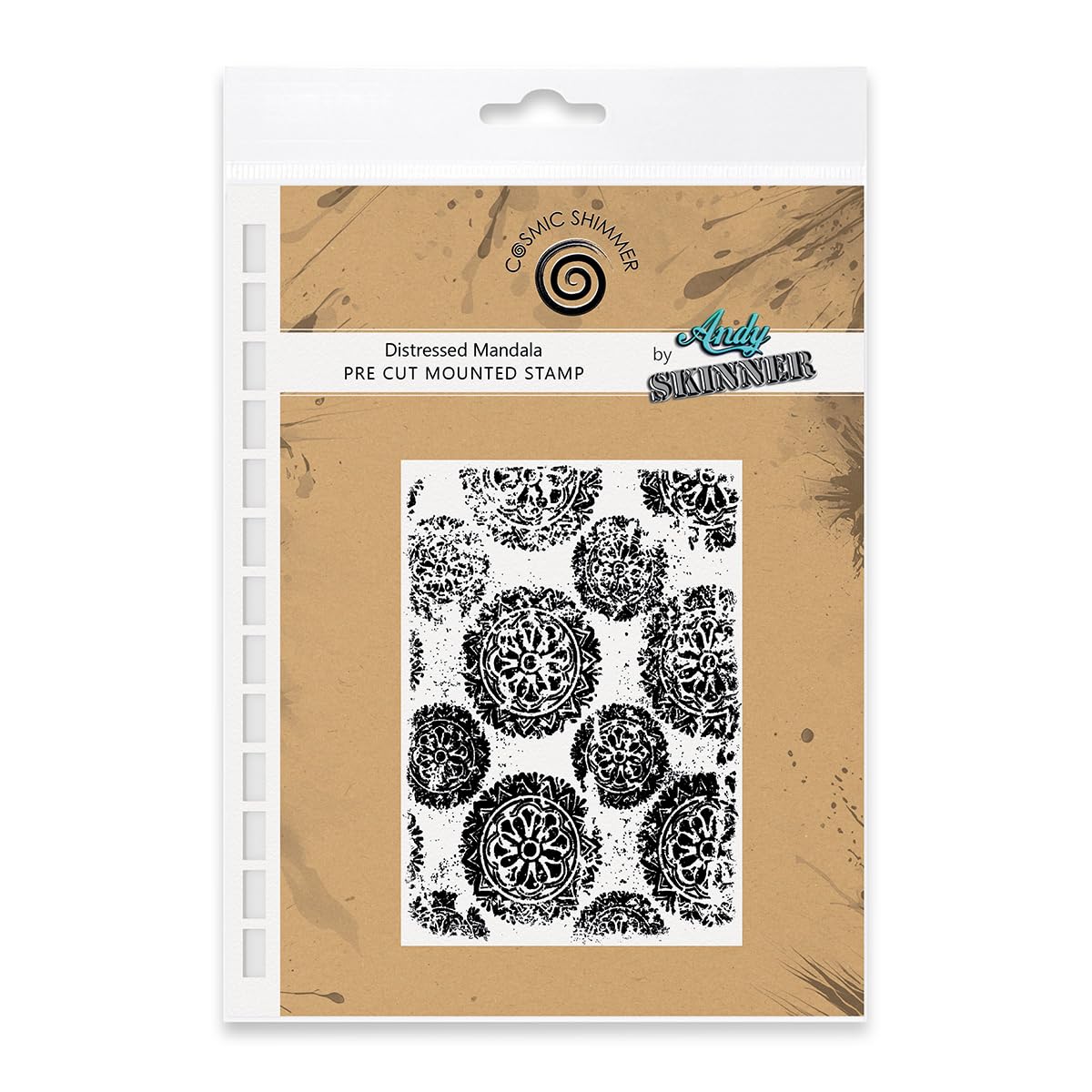 Cosmic Shimmer Red Distressed Mandala Pre Cut Mounted Rubber Stamp By Andy Skinner & Katy Sue Designs. Adds Mandala Motifs For Stamping In Mixed Media, Art Journaling, Card Making. 112 X 77 Millimetres
