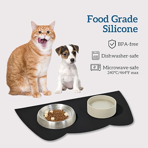 Miniatura 4 de OHMO - Tapete de silicona para comida para gatos, tapete de alimentación de mascotas para el suelo, antideslizante e impermeable, bandeja para agua