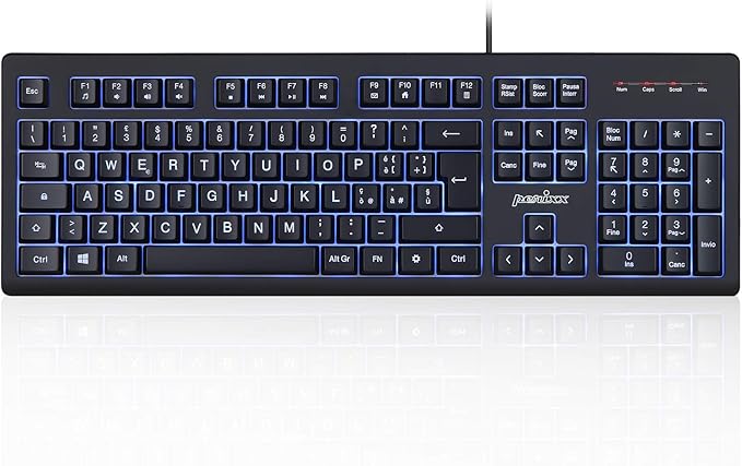 title=Perixx PERIBOARD-329 Tastiera Retroilluminata con cavo USB, 19 tasti a forbice
