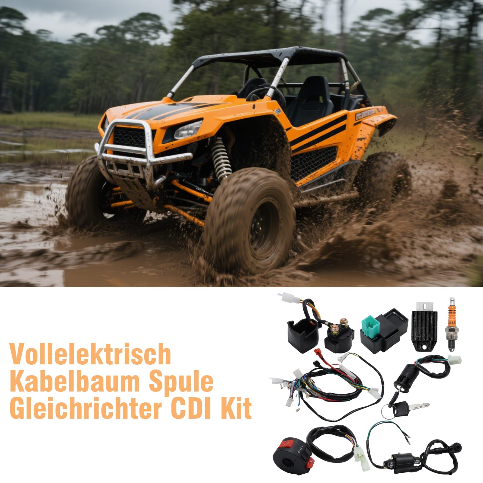 Vollelektrisch Kabelbaum Spule Gleichrichter CDI Kit, Ersatz für 50cc 70cc 110cc 125cc ATV Quad, Ersatz für Dirt-Bike, Ersatz für ATV, Ersatz für Go-Kart