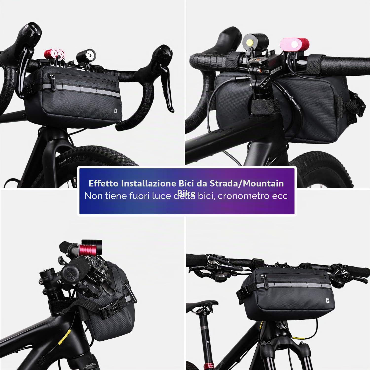 Rhinowalk Borsa da bici impermeabile per manubrio da bici, borsa da bicicletta, borsa anteriore per bicicletta, borsa a tracolla per sport, bicicletta, accessori professionali per ciclismo