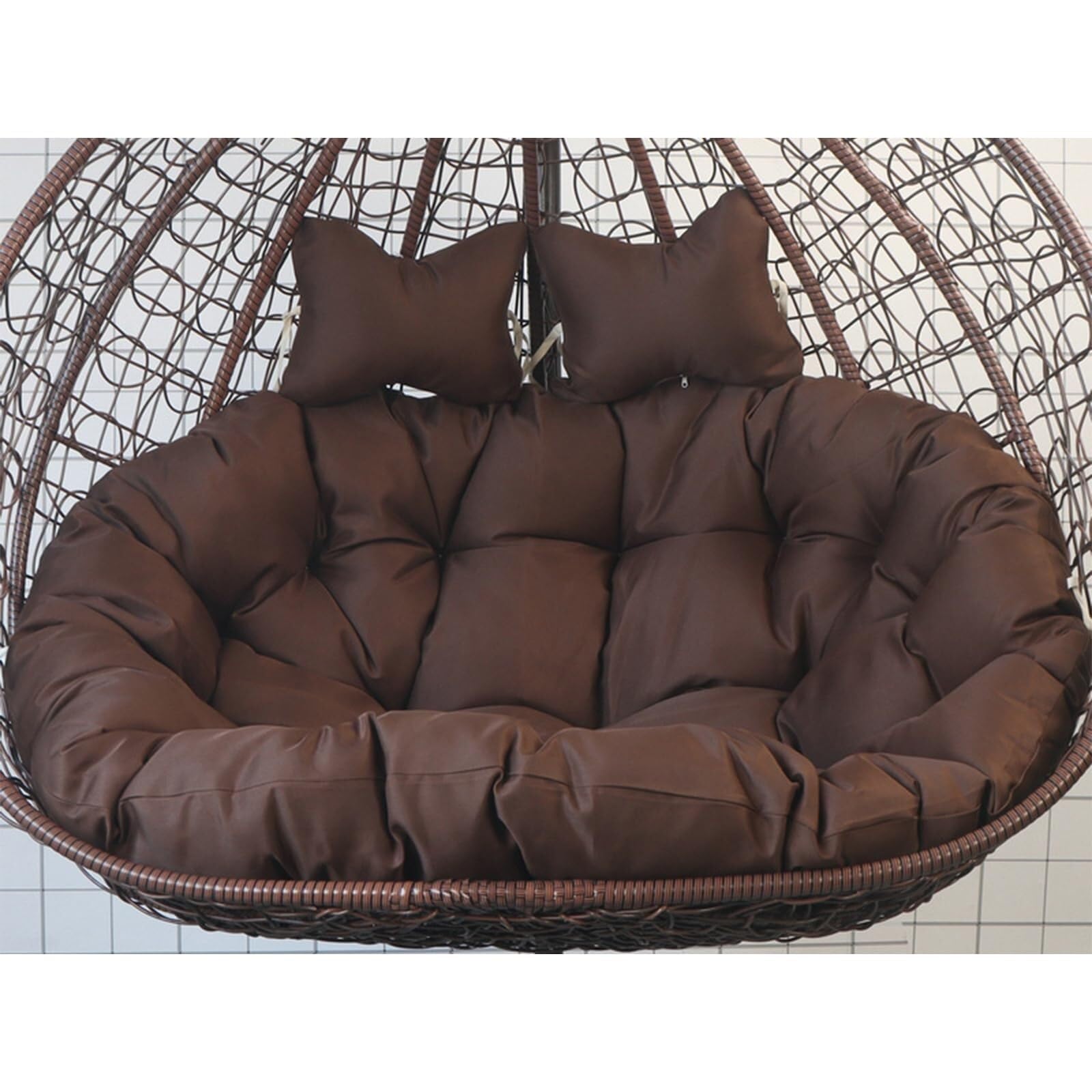 NMVAWIPT Egg Swing Cushion For Double Chairs, 59x43.3 Inch With High-Density Filling, Water-Repellent Cover(Coffee)
