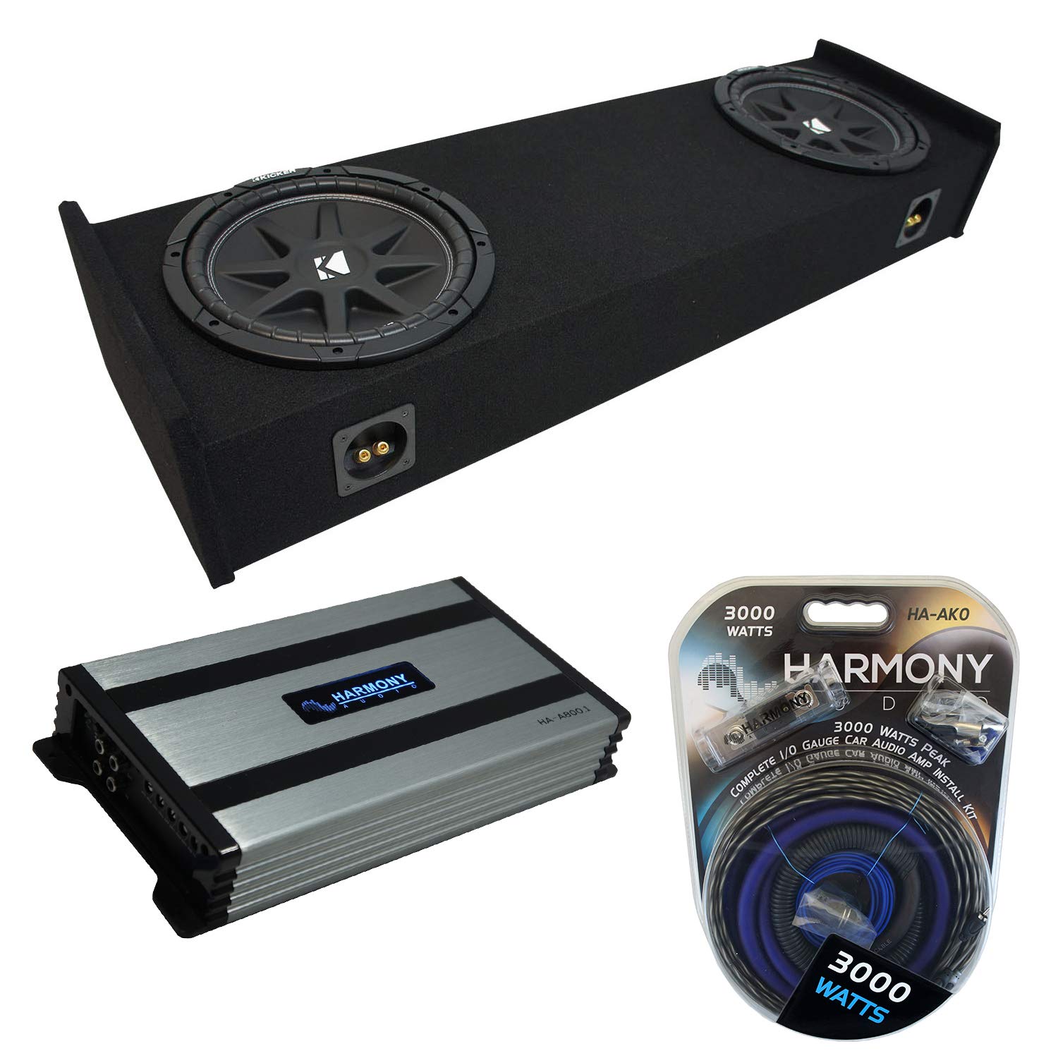 Harmony Audio Kicker C12 Compatible with Ford F-150 Super EXT Cab Truck 1997-1999 Bundled with HA-A800.1 Amplifier and Dual 12