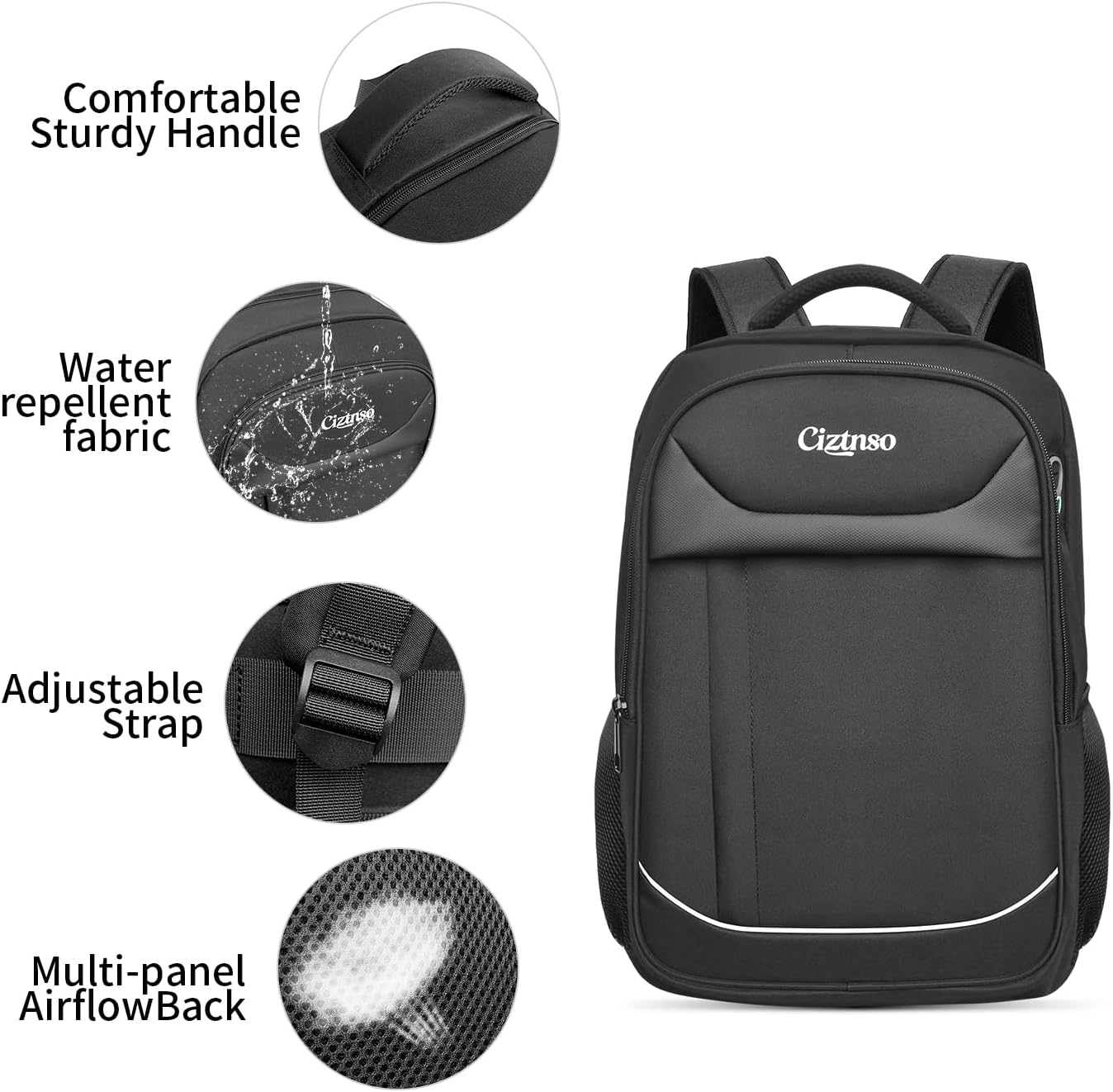 Travel Backpack, Anti Theft Durable Men Laptop Backpack with USB Port & organizer, Water Resistant Computer Bookbag,Carry on Luggage for Men Fits 15.6 Inch Tablet - Black - Image 6