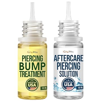 BodyJ4You Piercing Aftercare Kit - Natural Bump Keloid Removal - Saline Spray Aftercare Mist - Ear Gauges Tragus Nose Septum Lip Navel - Soothe Moisturize Skin Recovery Pure Natural Vegan Solution