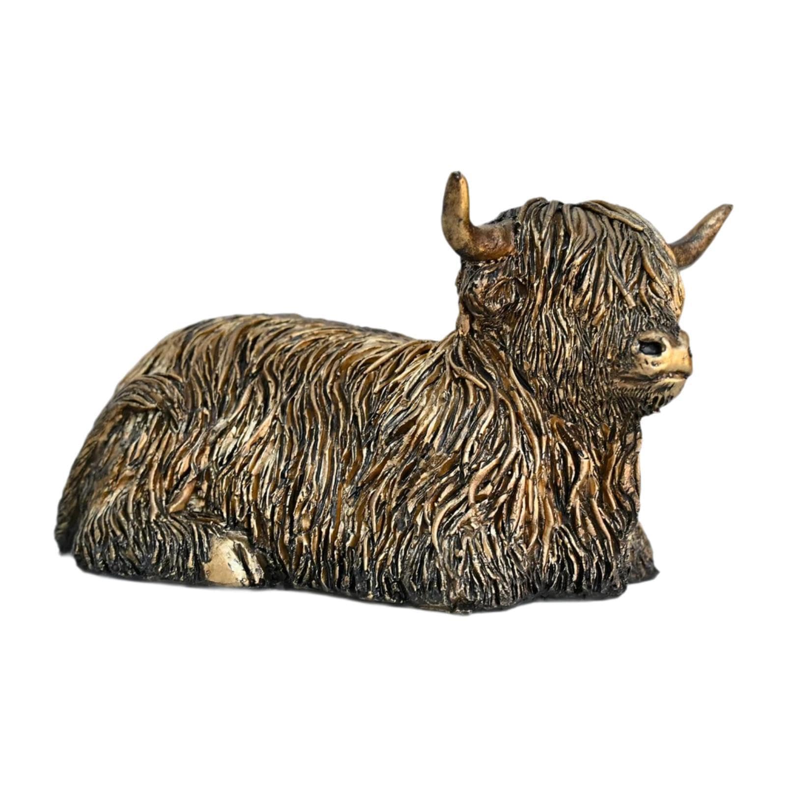 TWISAXC for Creative Bos Mutus Figurine Animal Sculpture Decorative Housewarming Gift Living Room Tabletop Ornament Tabletop, Sitting, 14x8x10cm