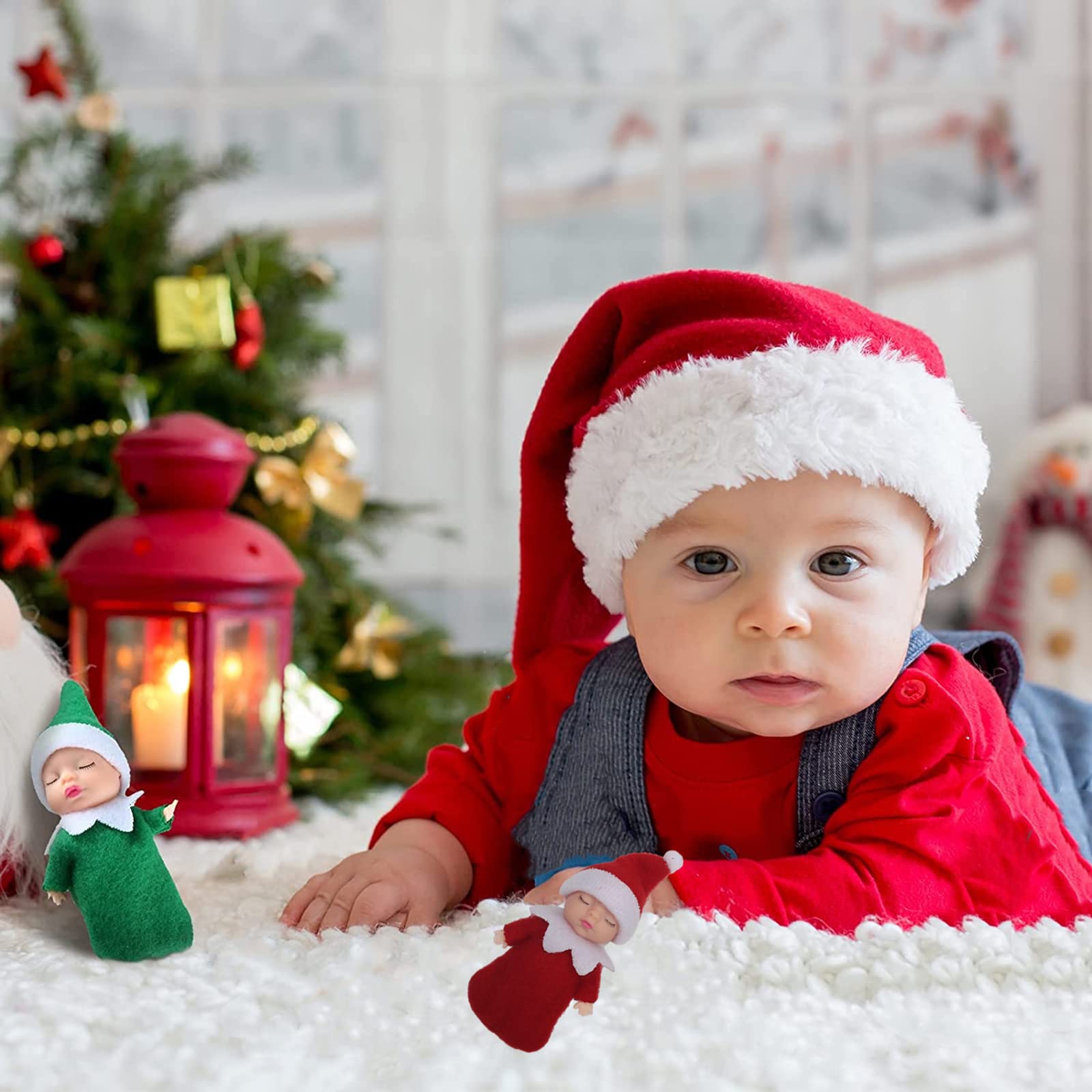 Coppia Di Elfi Di Natale In Velluto Con Gambe Lunghe - Decorazione Festiva, 43 Cm