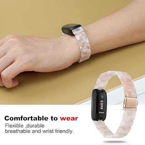 Miniatura 5 de Wongeto Compatible con Fitbit Inspire 3 Band para mujer, correa de reloj de resina de tortuga, pulsera ajustable de repuesto delgada para Fitbit