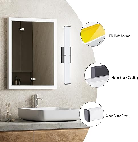 Miniatura 7 de Accesorios de iluminación de baño sobre el espejo 16 pulgadas ETL certificó luces de tocador modernas LED 5700K blanco frío 20W 2000LM regulable