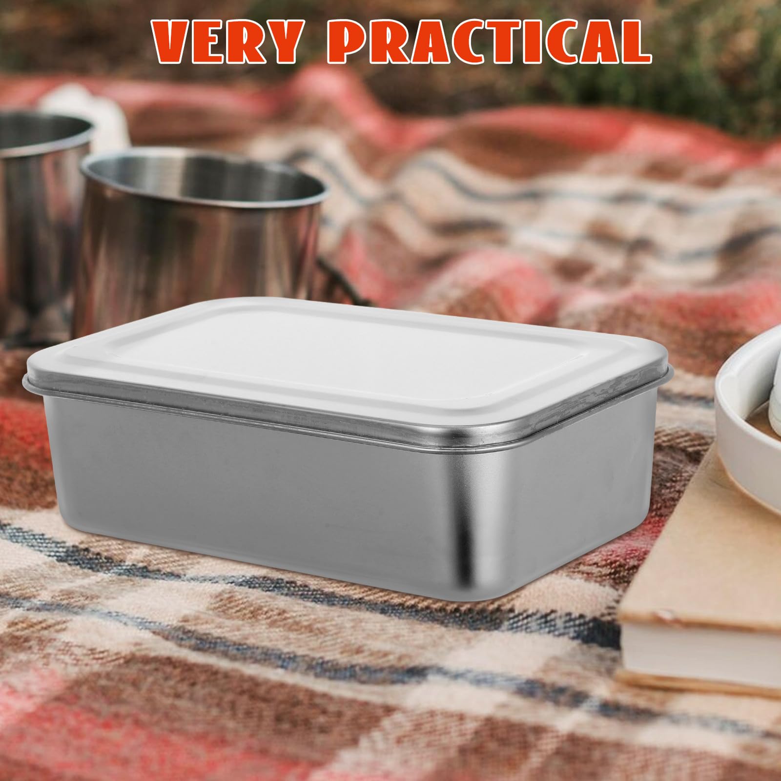 Toyvian Fiambrera Caja de Almuerzo Térmica de 1000ml Cuadrada de Acero Inoxidable 304 Doble Compartimento para Picnic y Uso Escolar