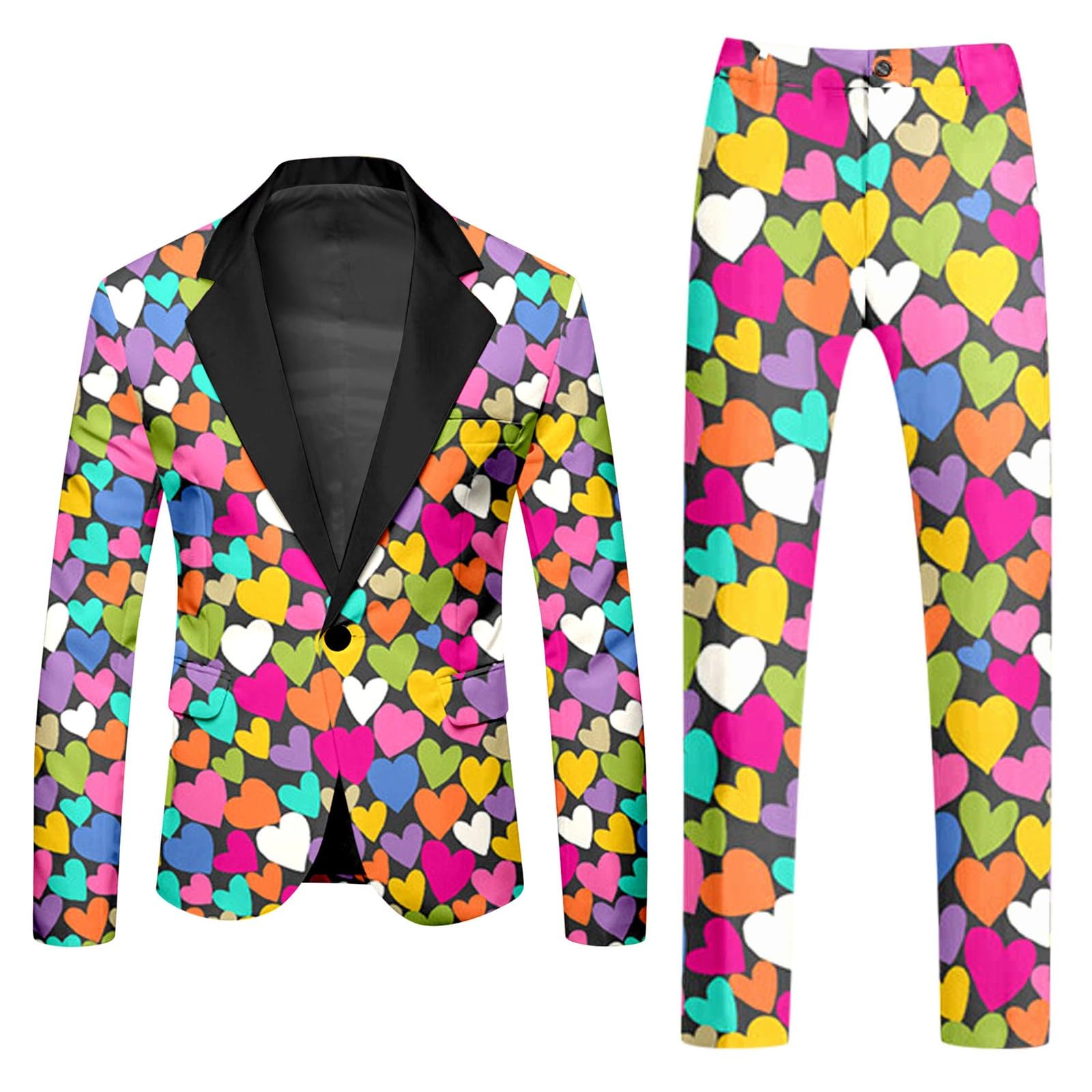 Tute Cotone Complete Lunghe Arcobaleno e Pantaloni Abito a Due Pezzi con Bottoni Stampati e Tasche per Eventi di Feste Tute Squadre Calcio