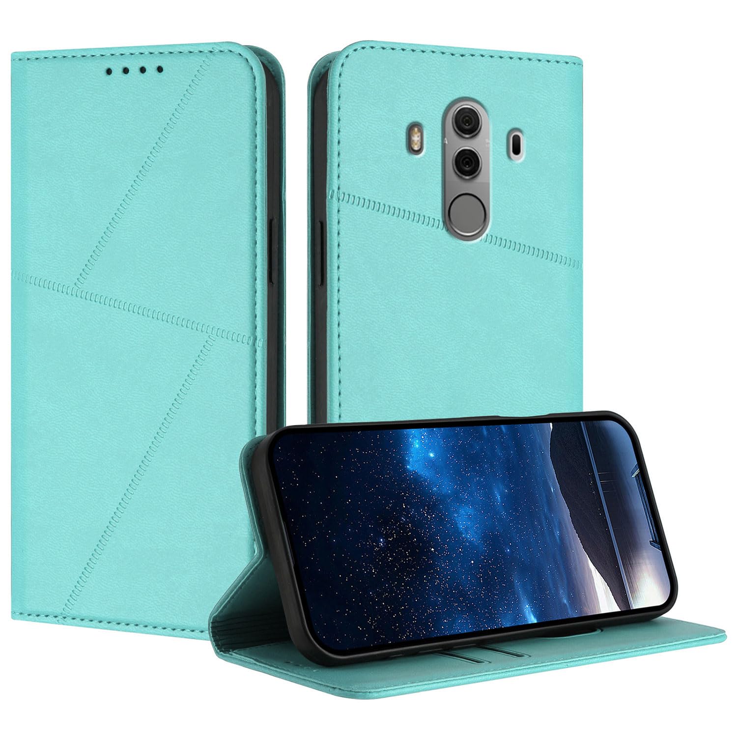 Cover Compatible with Huawei Mate 10 Pro,Compatible with Huawei Mate 10 Pro Magnetic Closure [PU Leather + Phone Case] Wallet Card Slot Flip Stand Blue2