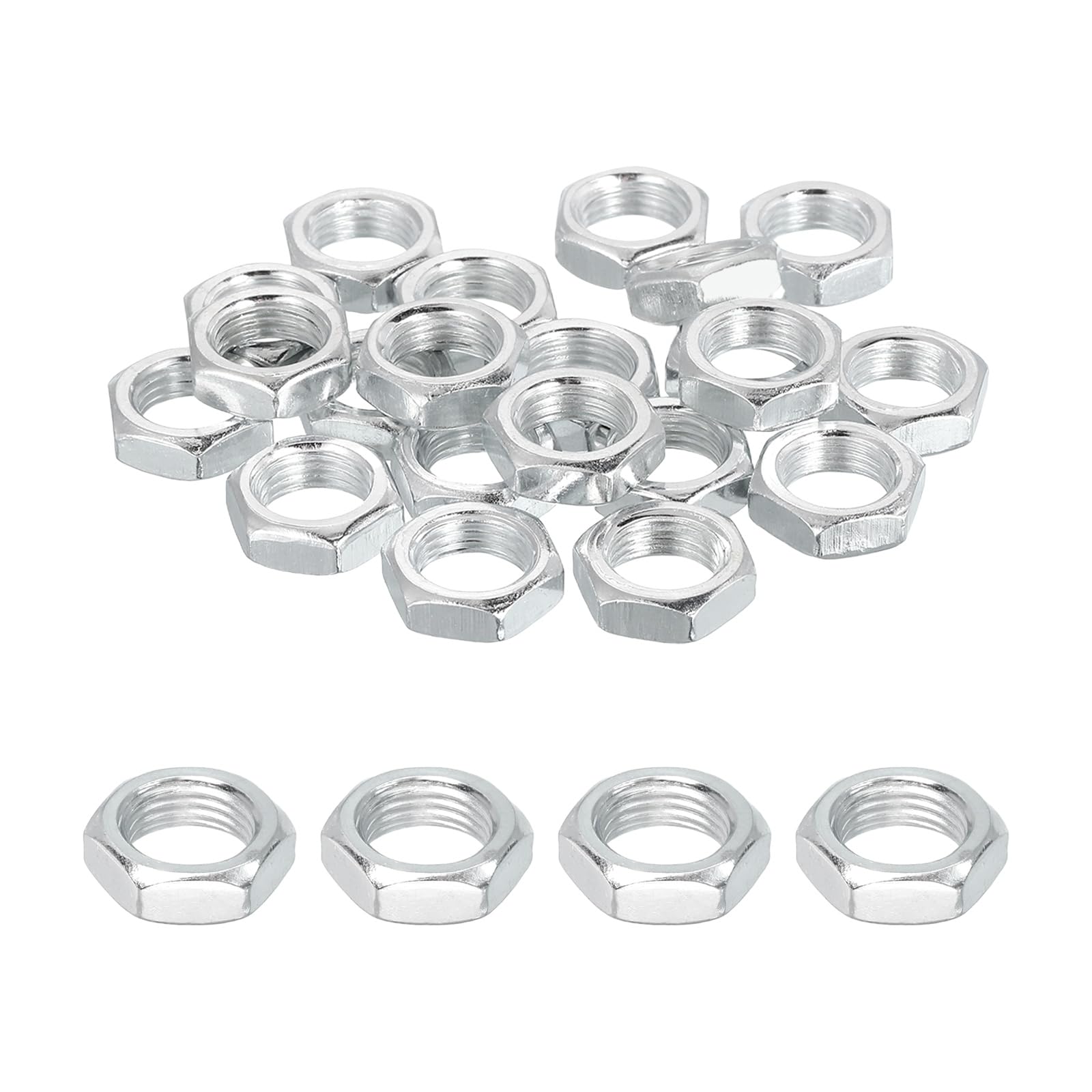 PATIKIL M10x1x5mm Steel Hex Nuts, 40Pcs Metric Fine Thread Carbon Steel Zinc Plated Finished Hardware Screw Nuts Fasteners for Machinery Manufacturing, Industrial Use, 14mm Width