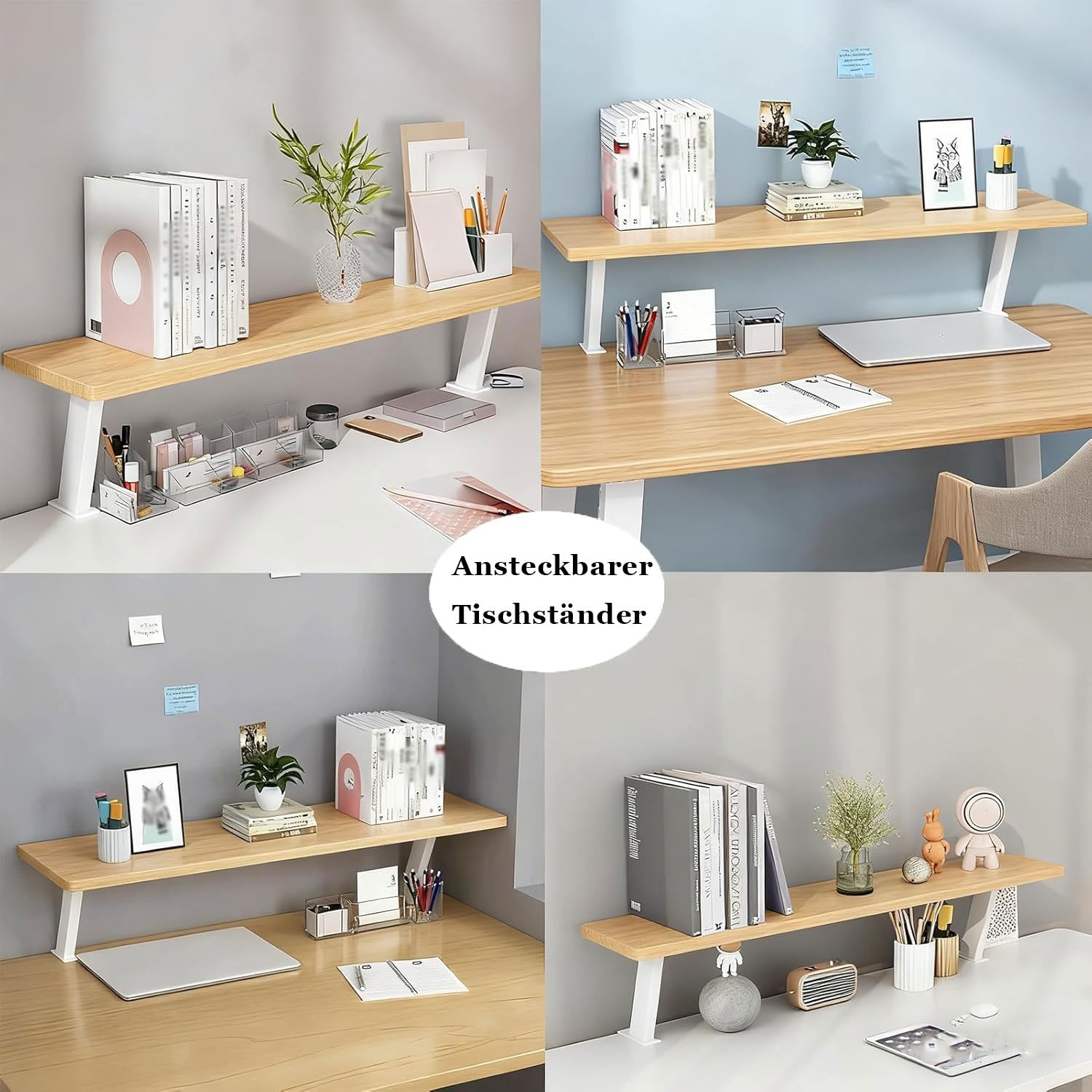 Klemmbares Schreibtisch Organizer Regal 60x20cm, Adjustable Desk Shelf Clamp mit Klemme TischverläNgerung Klemmbar Aufbewahrungsregal für Office, Schule