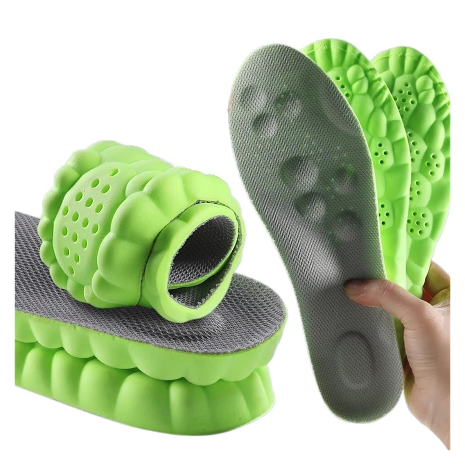 Buuv Green High Elasticity Latex Sport Insoles Soft Shoe Pads Arch Support Orthotic Insoles Deodorant Shock Absorption Cushion(,Eu37-38)