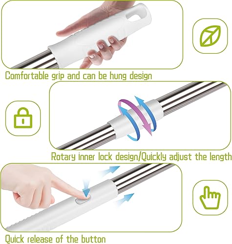 Miniatura 4 de Mytium Escobilla de ventana 2 en 1 kit de escobilla de limpieza de ventanas (escobilla separable) con barra de extensión de 55 pulgadas de mango