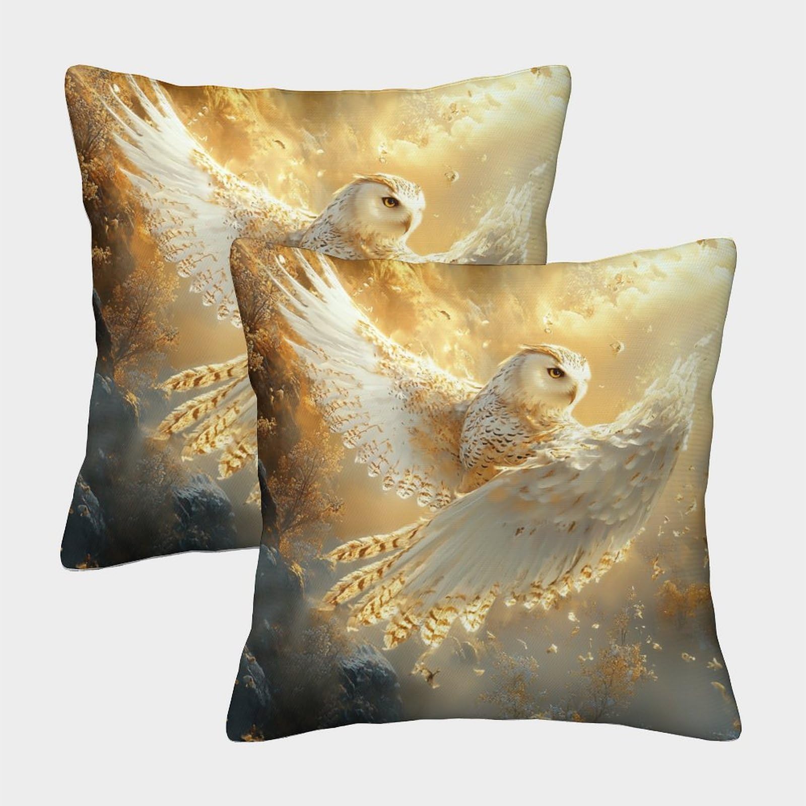 GXYUAOIEF Owl Cushion Covers Set of 2 Sky Cushion Cases Square Pillowcases for Sofa Chair Living Room with Invisible Zipper Bedding 40x40cm