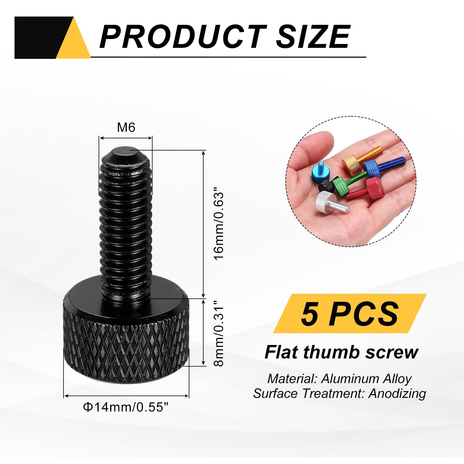 MECCANIXITY Thumb Screws - M6x16mm Black -2