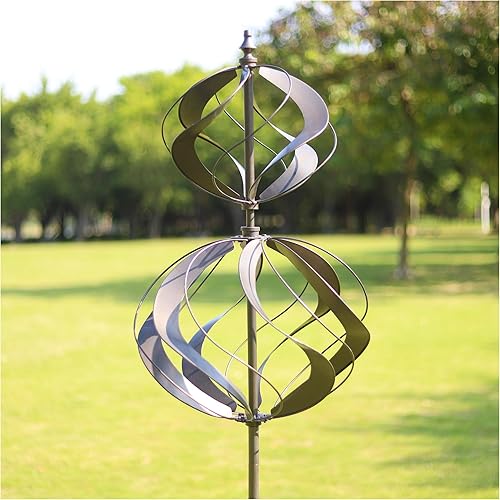 Miniatura 9 de Whirligigs - Molinillo de viento para jardín, esculturas cinéticas de viento de metal para exteriores, decoración para patio y jardín, molinillos de