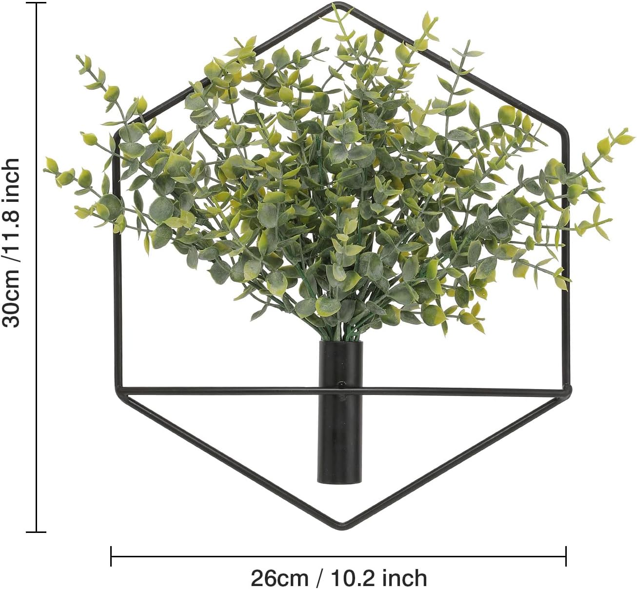 Pretty Jolly Wall Decor, Hexagonal Wall-Mounted Metal Wall Decor, Hanging Artificial Plant Indoor Display, Wall Art Living Room, Bedroom, Honeycomb Greenery Wall Decor 3 Pack Black Eucalyptus