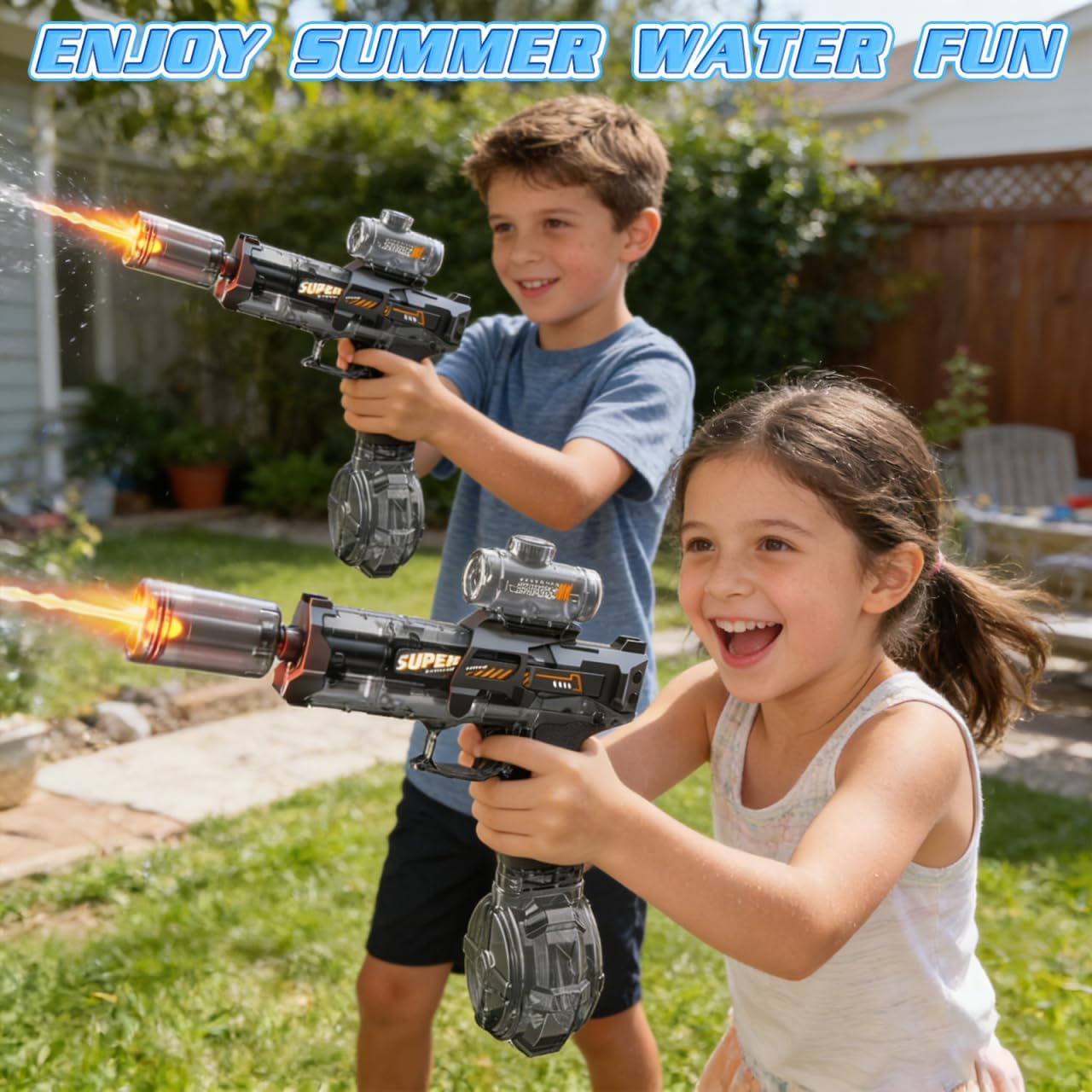 Handwell Electric Water Gun for Adults Kid, Led Light-Automatic Squirt Water Gun, Large Capacity Ultimate Water Blaster 23-33 FT Long Range, Summer Outdoor Toys, Beach Swimming Pool Water Fighting Toy