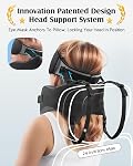 YFONG Travel Pillow for Long Flight Airplane, Head Strap Combo with 3D Contoured Sleep Eye Mask, Neck Pillow for Travel Essential, 360° Support Memory Foam Headrest, Prevent Bobbing, Drawstrap - Black