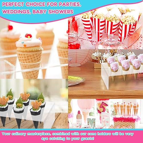 Miniatura 5 de Soporte acrílico transparente para cono de helado, 10 agujeros para exhibir conos de nieve, rollos de mano de sushi, palomitas de maíz, dulces,