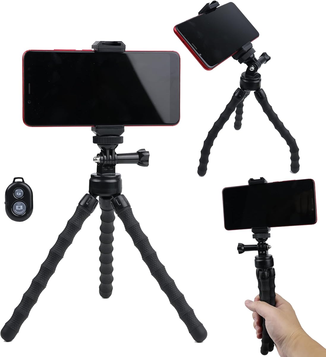 Portable and Flexible Phone Tripod Stand with Wireless Remote, Travle Tripod Compatible with iPhone 17 16 15,Android for Video Recording, Travle, Vlogging Selfie