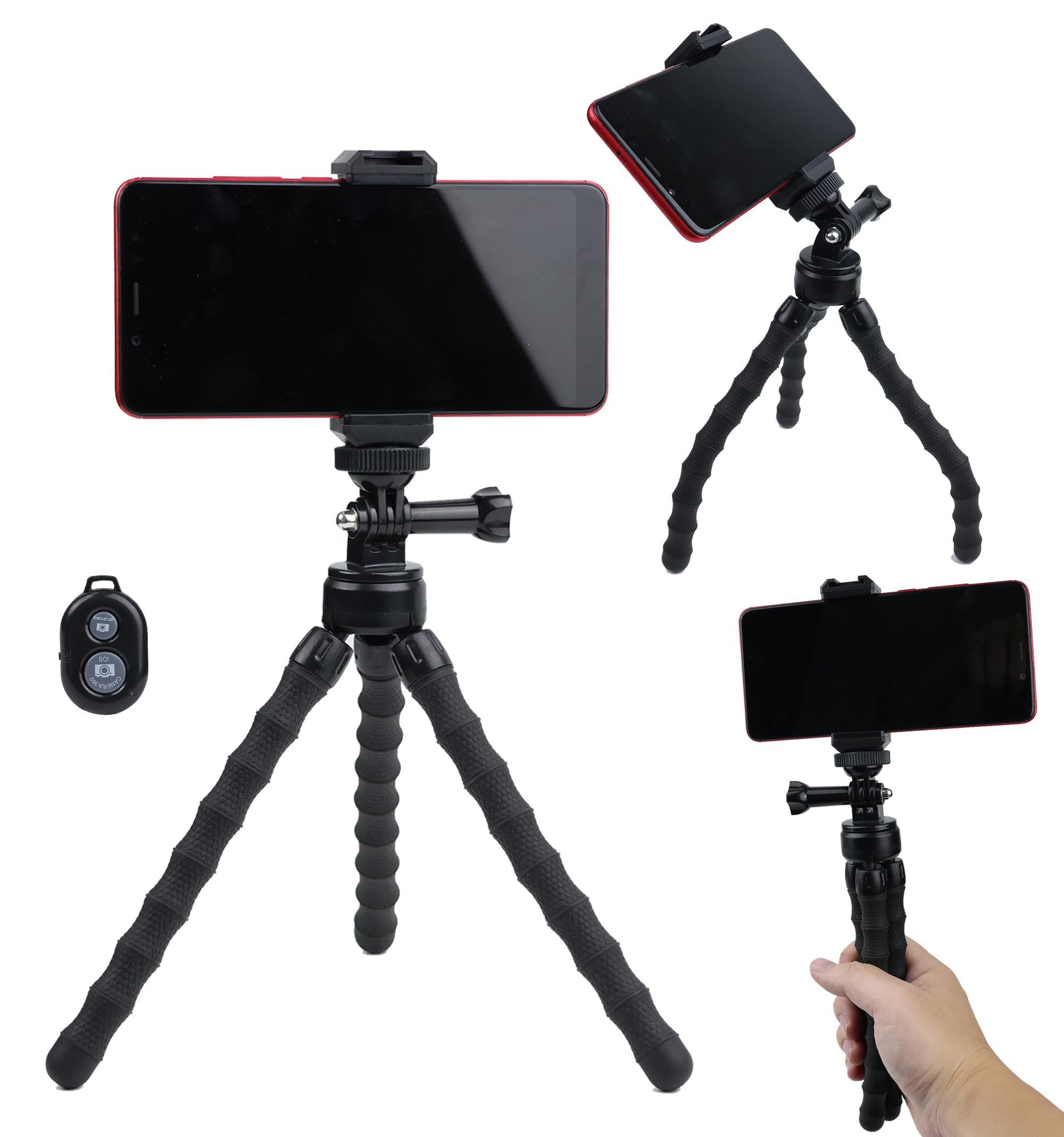 Treppiede portatile e flessibile per telefono con telecomando wireless, treppiede da viaggio compatibile con iPhone 17 16 15, Android per registrazione video, viaggi, vlogging selfie