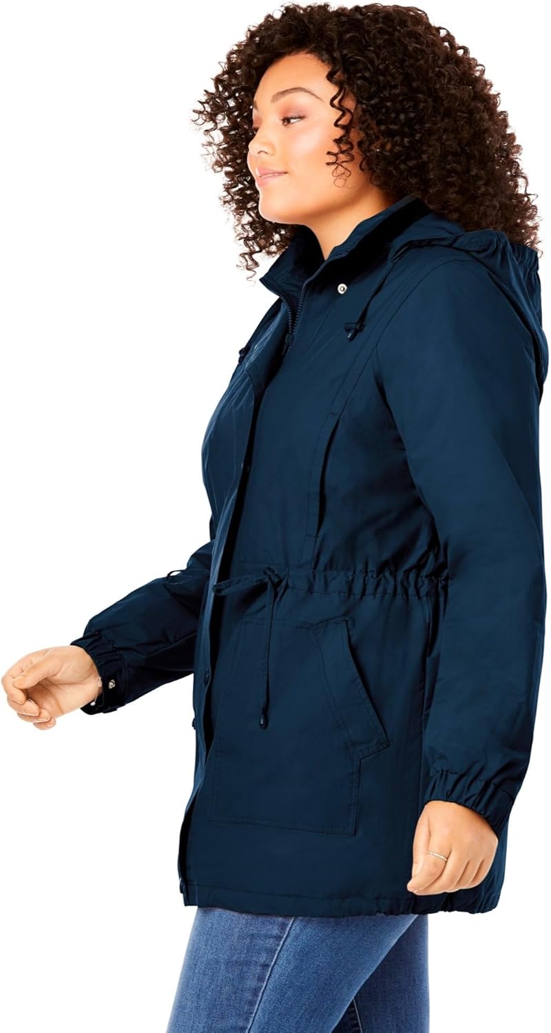 Woman Within Plus Size Taslon Anorak Jacket With Removable Fleece Lining