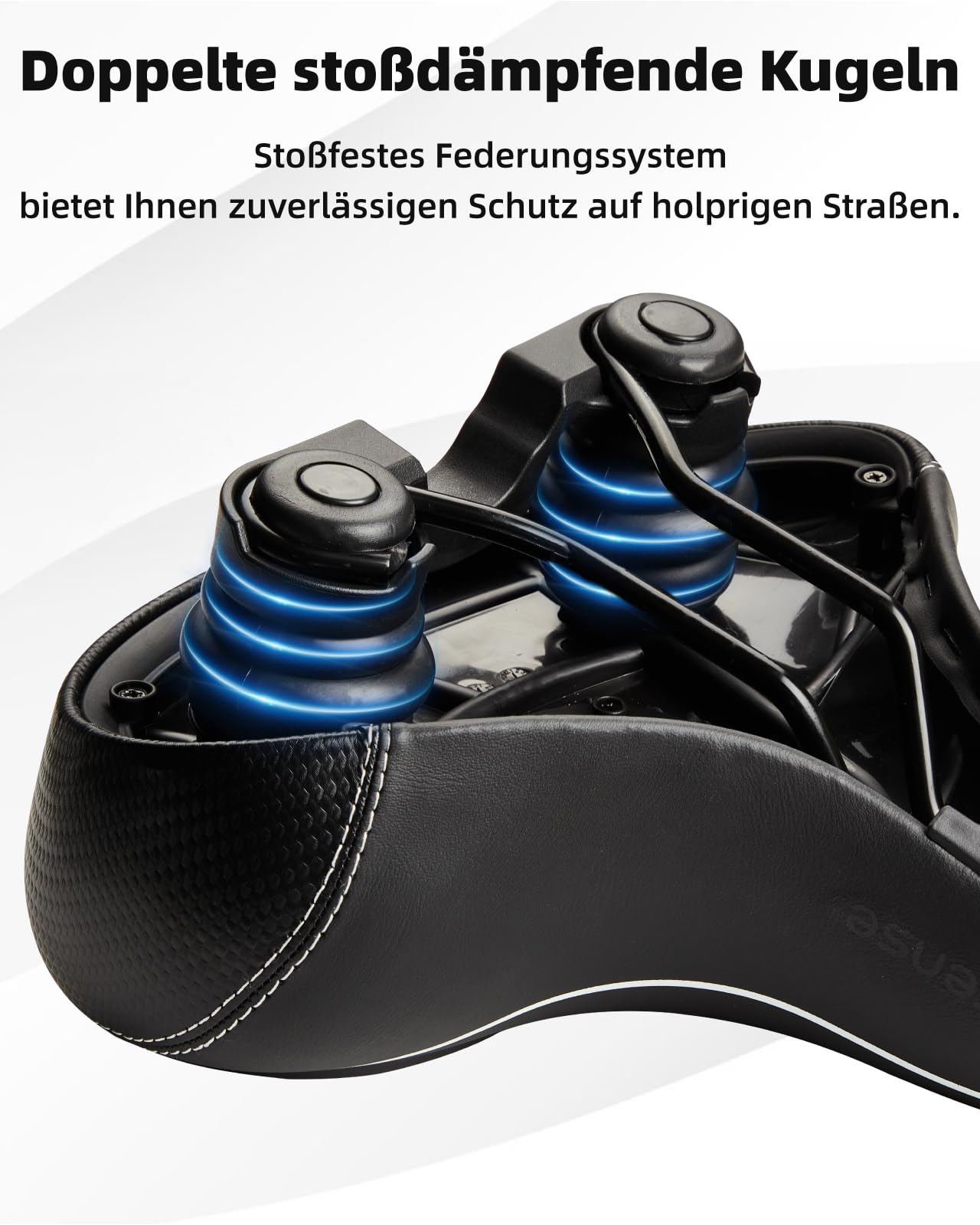 Fitense übergroßer Fahrradsitz, Bequemer Fahrradsitz, Fahrradsattel mit doppelter Stoßdämpfungskugel, Memory Foam, Montageschlüssel, für Peloton Bike & Bike+, Mountainbikes, für Männer und Frauen