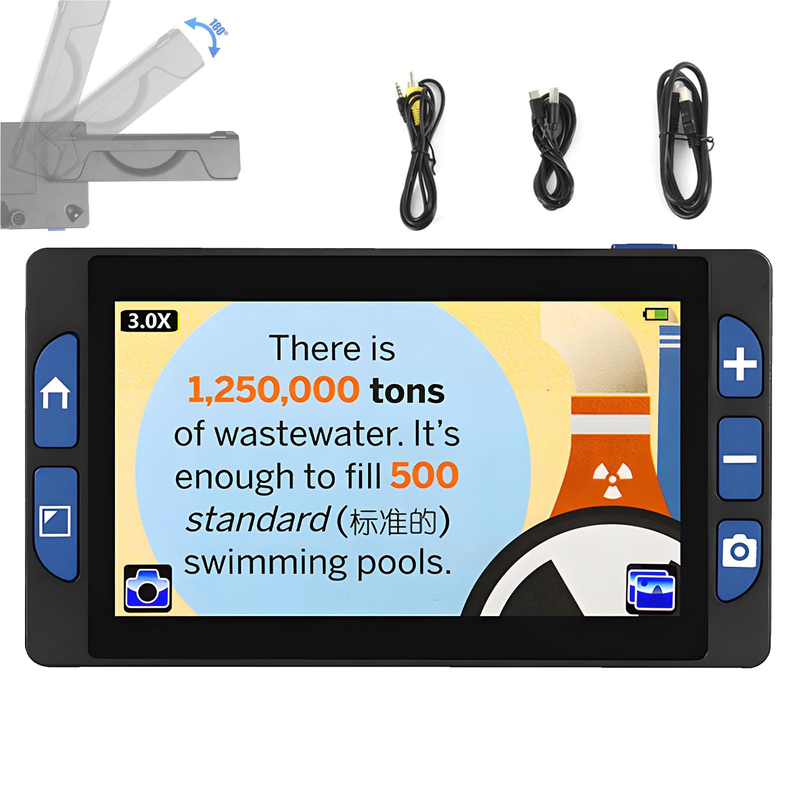 NYANS 5.5 Inch Digital Magnifier Aid, 3X-32X Zoom, AV HDMI USB Output, 26 Color Modes, 13MP Dual Cameras, for Low Vision People Reading, Writing