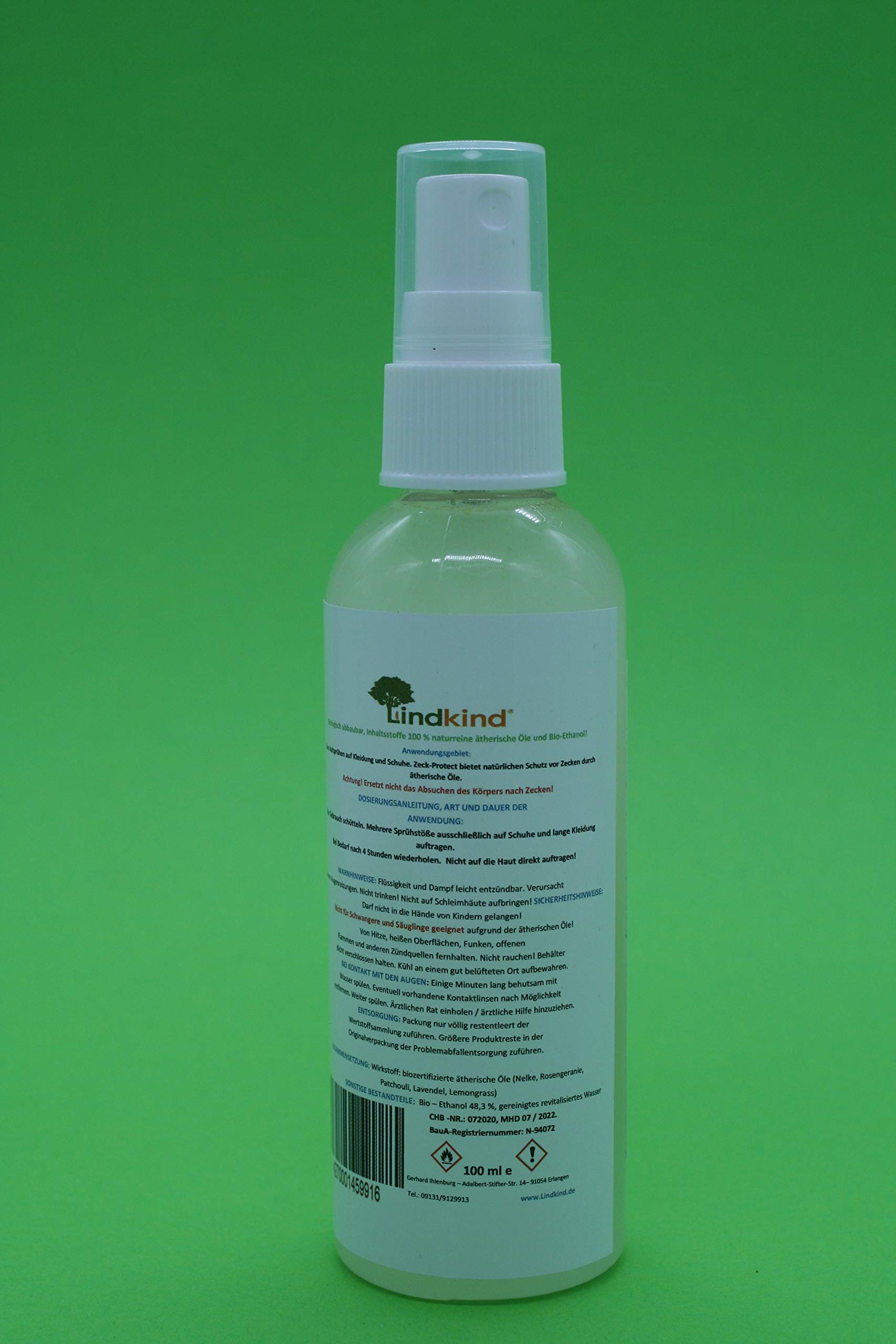 Zeck - Protect Anti Zecken - Spray 100 ml Zeckenspray Kleiderspray Zeckenmittel aus Bio - Produkten Kunststoffflasche Waldkindergarten