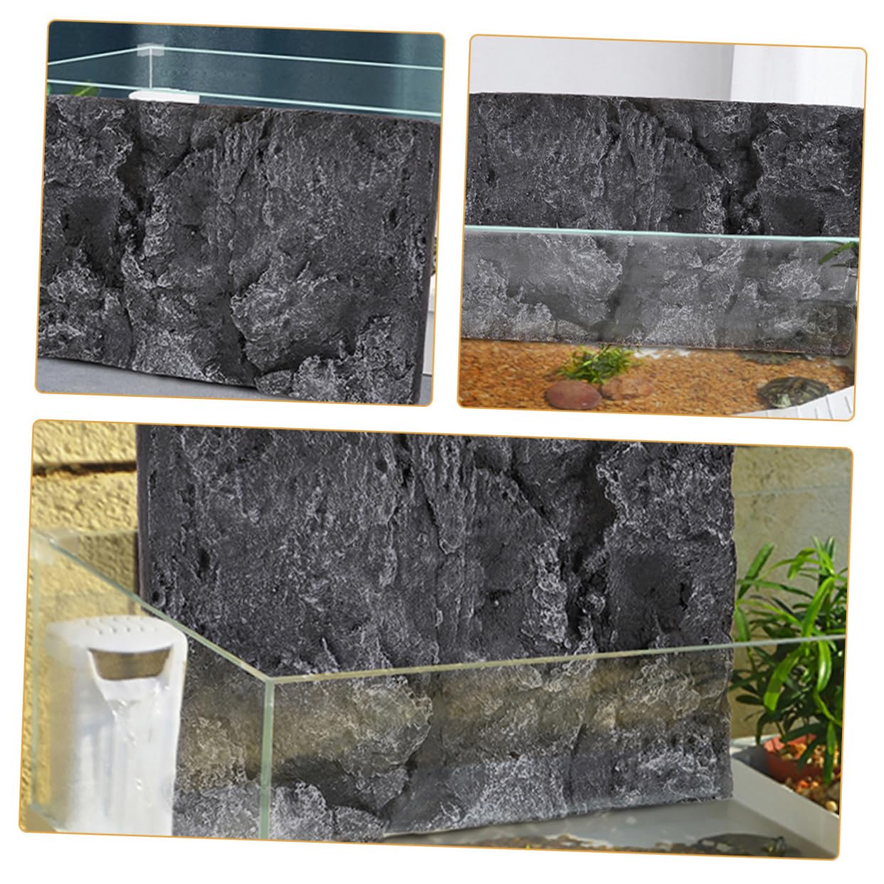 2stücke Stein Hintergrund Für Reptilien Und Aquarien-Terrarium Realistische Felsoptik Für Schildkröten Und Fischbecken Dekoratives Hintergrundpaneel