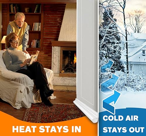 Miniatura 2 de MAXTID Tope de tiro de puerta blanco 32 pulgadas debajo del sello de la puerta sellador de grietas sello inferior de puerta insonorizado aislamiento