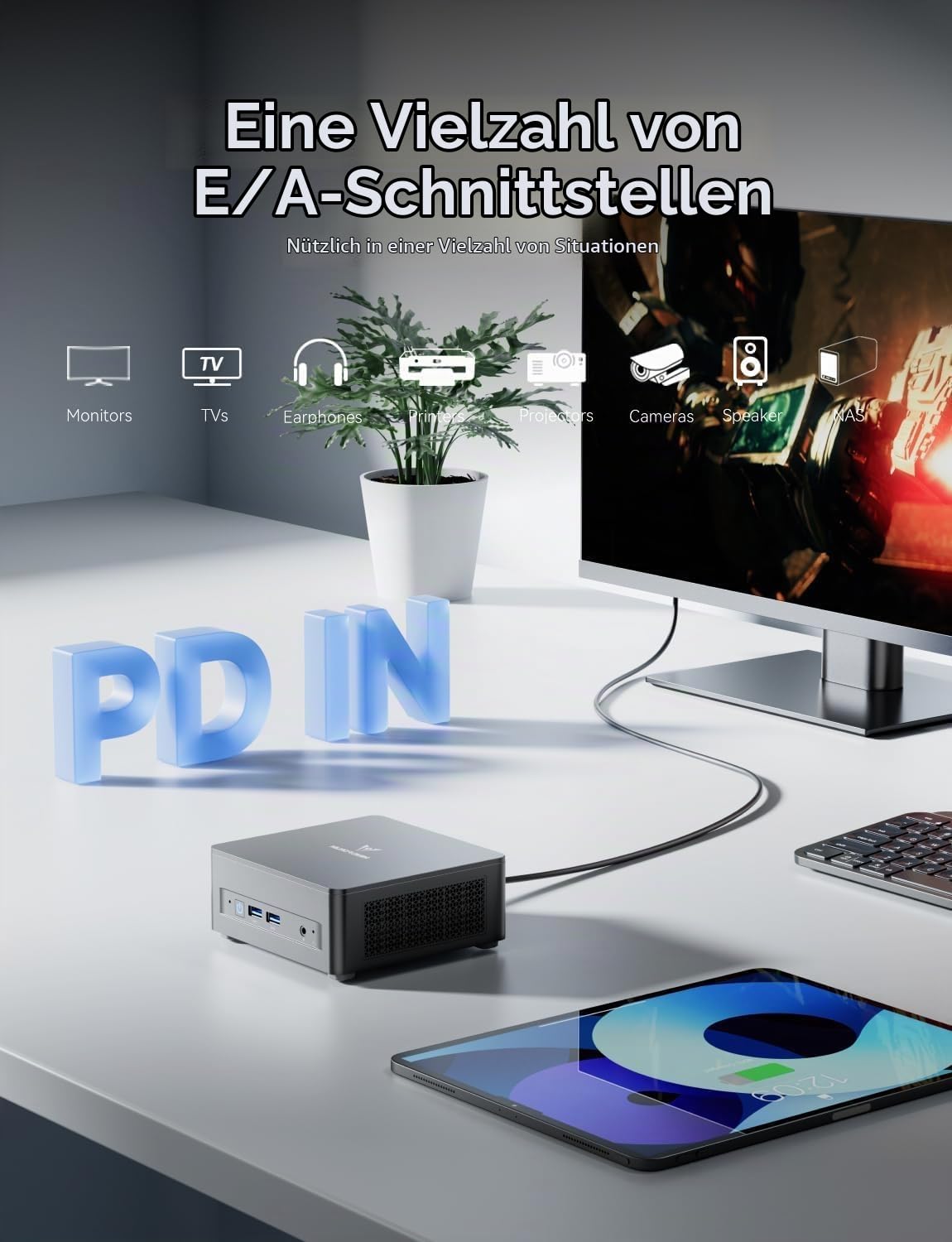 MINIS FORUM UM760 Slim Mini PC, AMD Ryzen 5 7640HS Prozessor (6 Kerne/12 Threads, bis zu 5,0 GHz), AMD Radeon 760M, 16 GB DDR5 RAM & 512 GB PCIe 4.0 SSD, HDMI-/USB4-/DP-Ausgang, WiFi 6E, BT5.3