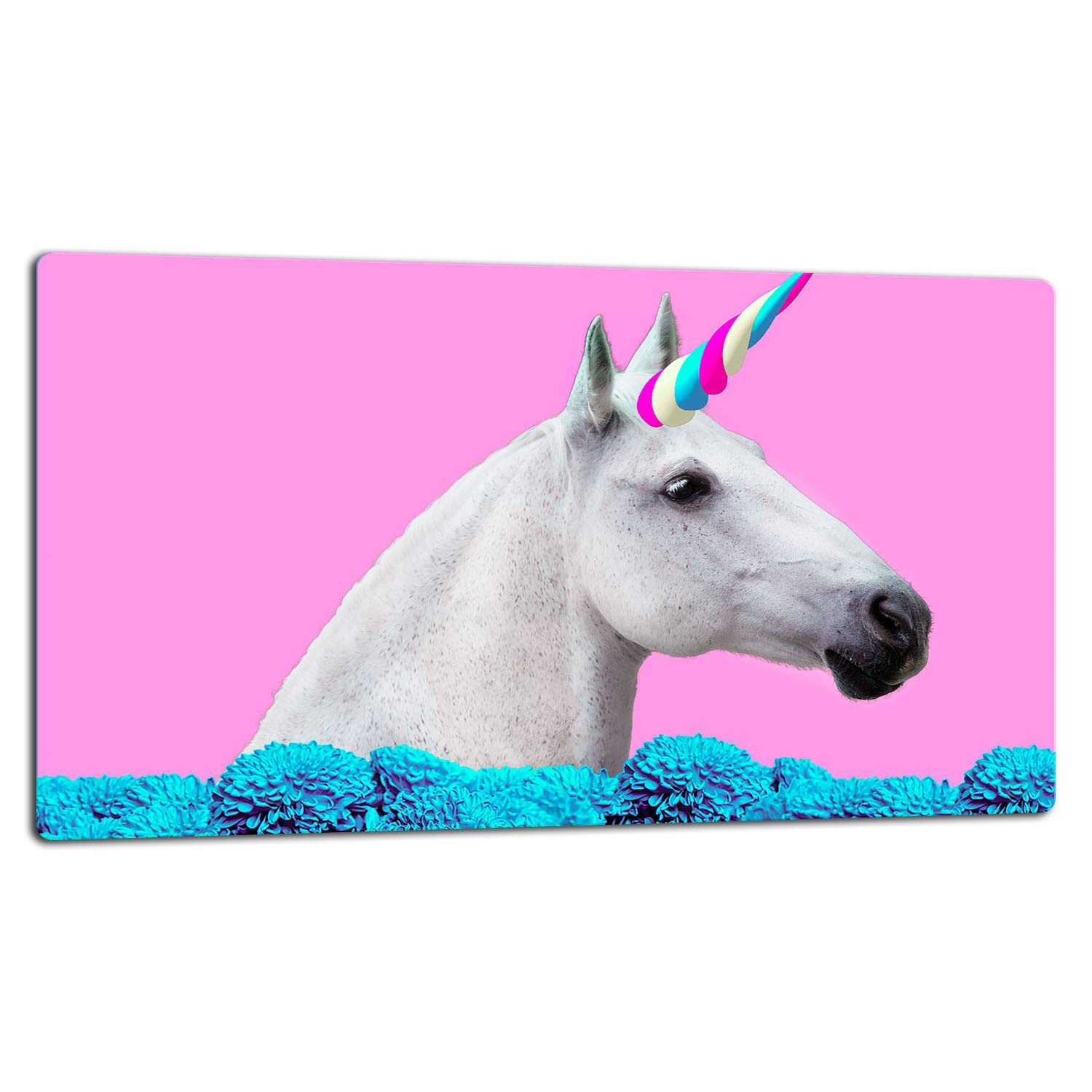 TMK | Tabla de cortar de cristal, placa para cubrir la vitrocerámica de 1 pieza, placa de corte de cristal, protección contra salpicaduras, placa de cristal universal, 52 x 30 cm, diseño de unicornio