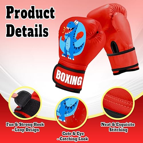 Miniatura 5 de Guantes de boxeo para niños y niñas, guantes de entrenamiento de boxeo juvenil para niños de 3 a 9 años, guantes de entrenamiento de 4 onzas para