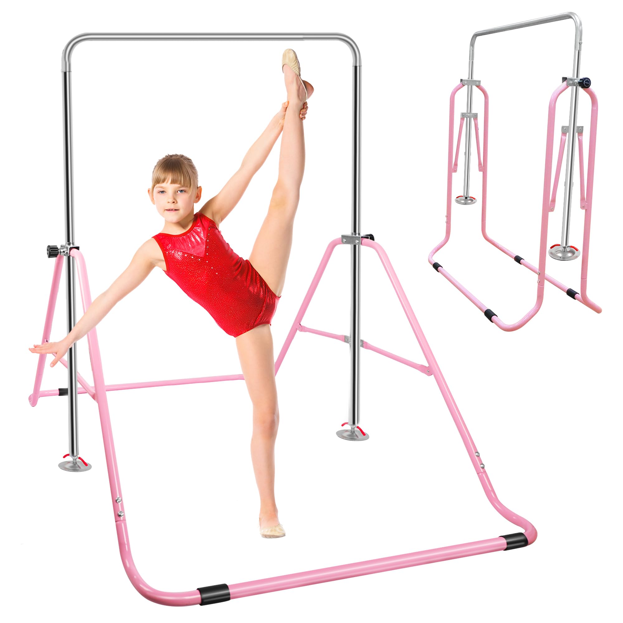 ORIENTOOLS Kids Gymnastics Bar Gymnastics Horizontal Bars, Junior Training Bar Folding Horizontal Bars with Adjustable Height, Expandable Gymnastics Bars for Kids Children Home Training Equipment
