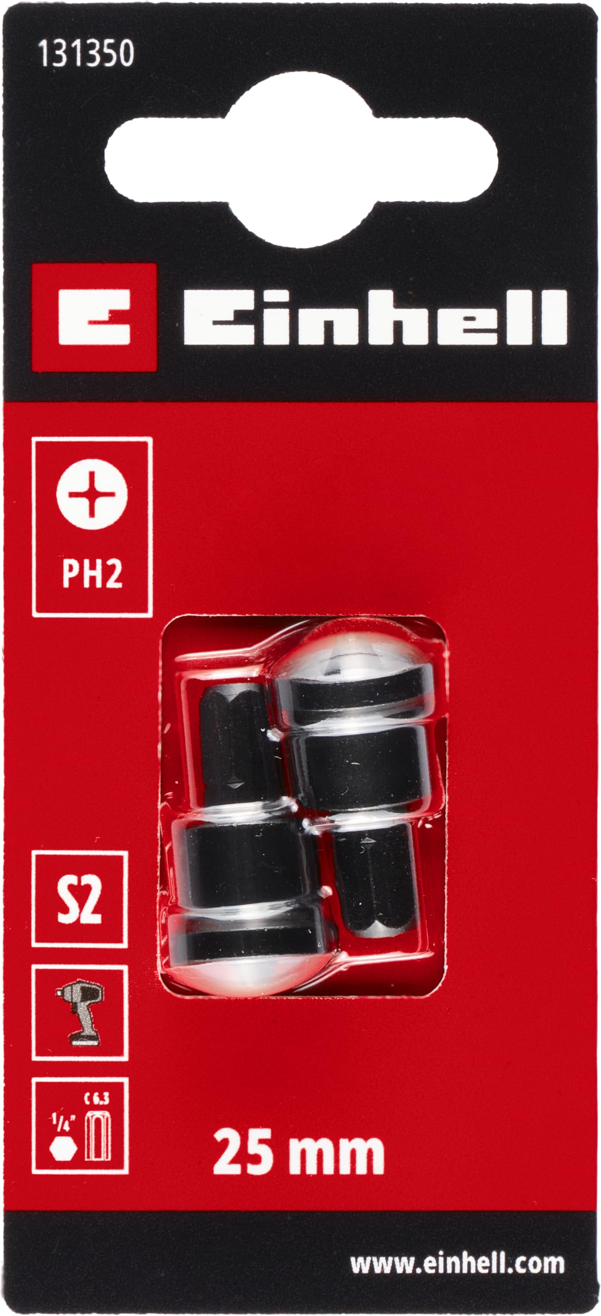 Orijinal Einhell Alçıpan Bit Seti, 2 Parça, 25 mm, PH2 (S2 Çelik, Alçıpan Uygulamaları İçin, C 6.3 Sap) - 49131350