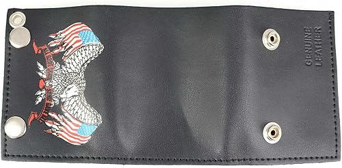 Miniatura 3 de Milwaukee Leather Billetera de cuero genuino para hombre con cadena de acero inoxidable antirrobo