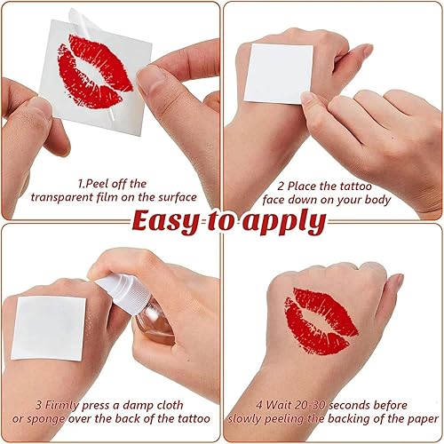 Miniatura 6 de 150 calcomanías de tatuajes temporales de San Valentín sexy beso labios tatuajes decoración del día de San Valentín calcomanías de tatuaje falsas