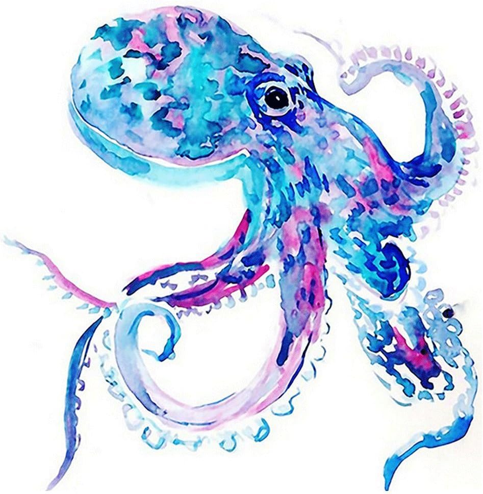 DIY 5D Diamond Painting by Number Kits, Crystal Rhinestone Diamond Embroidery Paintings Pictures Arts Craft for Home Wall Decor, Full Drill Colourful Octopus Oil Painting (LX-210ZYU-11.8x11.8in)