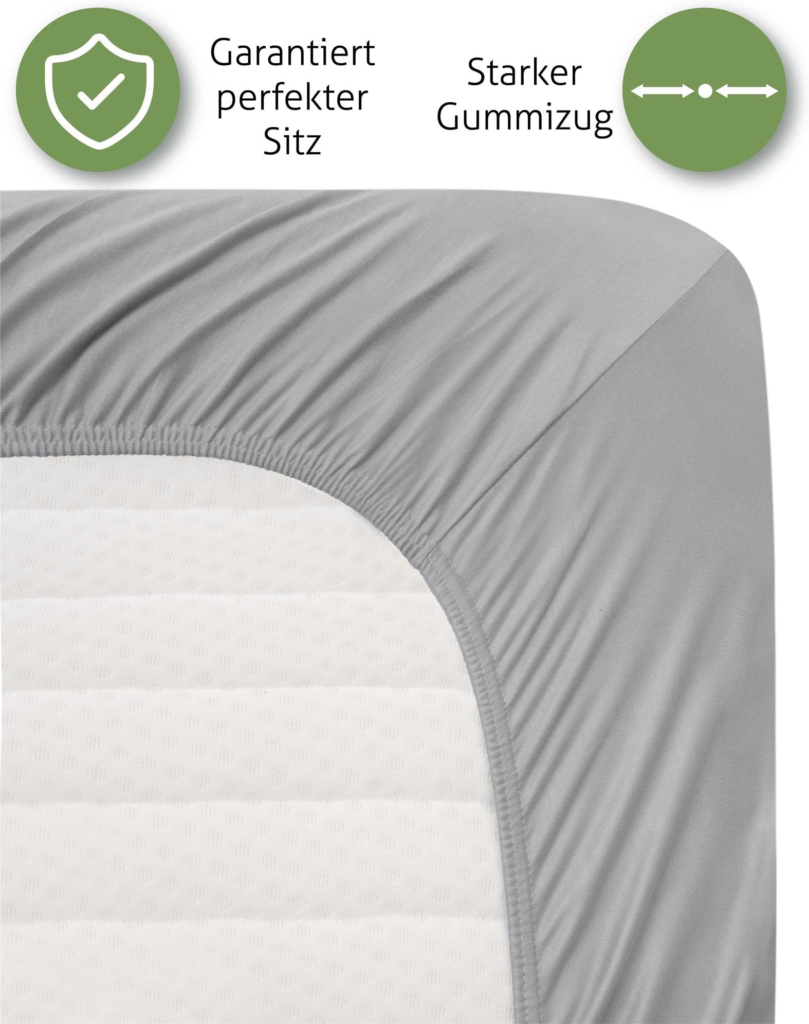 2 x Bambus Spannbettlaken Spannbettuch Bettlaken aus 100% Bambus 210 g/m² Oeko Tex Farbe Hellgrau Größe 90-100 cm x 200 cm x 30 cm