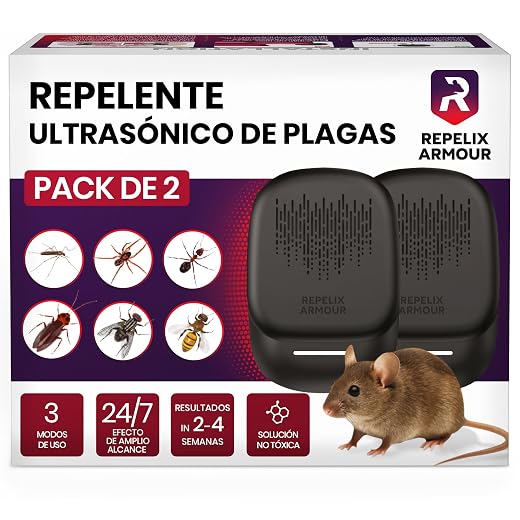 Ultrasonic Pest Repeller for Indoor Use - 2 Pack - Covers Up to 1,500 sq ft per Device - 3 Modes Mouse Repellent - Rodent Repellent – Helps Repel Rats, Spiders, Mosquitoes, Ants & Household Insects