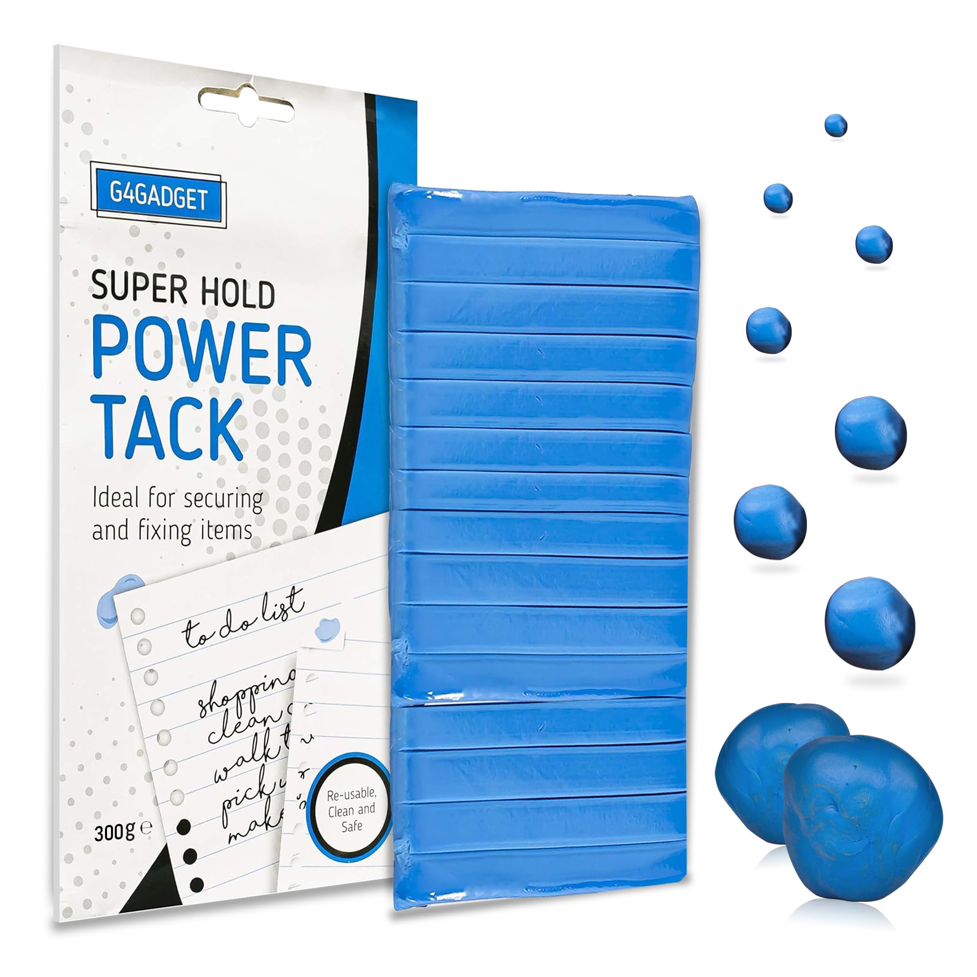 G4GADGET 300g Power Tack Blue | Extra Strong Reusable Adhesive Putty for Walls, Posters, DIY Crafts | Non-Toxic, No Residue, Multipurpose Sticky Tack for Home, Office, and School Projects